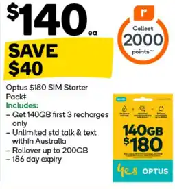 Woolworths Optus $180 SIM Starter Pack offer