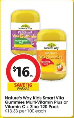 Coles Nature's Way Kids Smart Vita Gummies Multi-Vitamin Plus or Vitamin C + Zinc offer