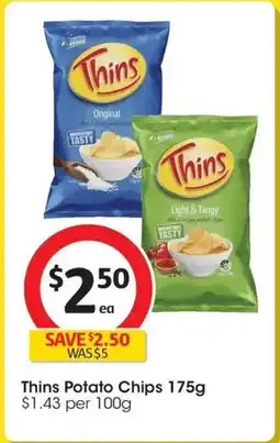 Coles Thins Potato Chips offer