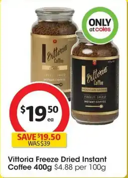 Coles Vittoria Freeze Dried Instant Coffee offer