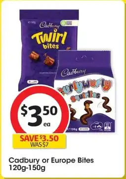 Coles Cadbury or Europe Bites offer