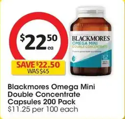 Coles Blackmores Omega Mini Double Concentrate Capsules offer