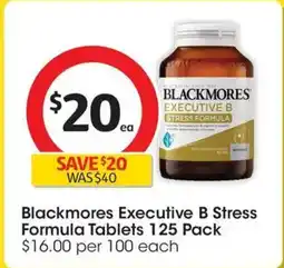 Coles Blackmores Executive B Stress Formula Tablets offer