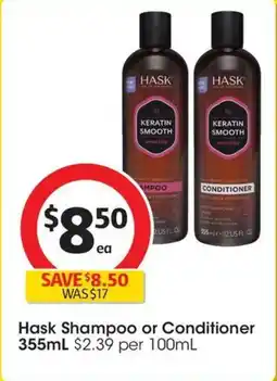Coles Hask Shampoo or Conditioner offer