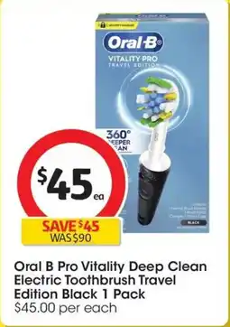 Coles Oral B Pro Vitality Deep Clean Electric Toothbrush Travel Edition Black offer