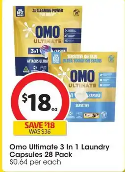 Coles Omo Ultimate 3 In 1 Laundry Capsules offer