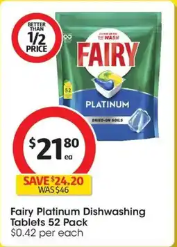 Coles Fairy Platinum Dishwashing Tablets offer