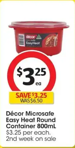 Coles Décor Microsafe Easy Heat Round Container offer