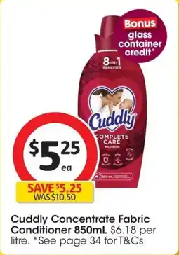 Coles Cuddly Concentrate Fabric Conditioner offer