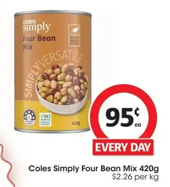 Coles Coles Simply Four Bean Mix offer