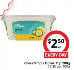 Coles Coles Simply Tzatziki Dip offer