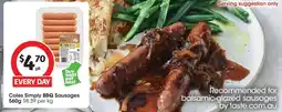 Coles Coles Simply BBQ Sausages offer