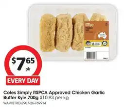 Coles Coles Simply RSPCA Approved Chicken Garlic Butter Kyiv offer
