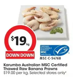 Coles Karumba Australian MSC Certified Thawed Raw Banana Prawns offer