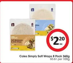 Coles Coles Simply Soft Wraps offer