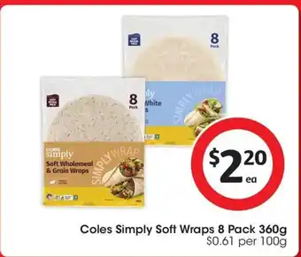 Coles Coles Simply Soft Wraps offer