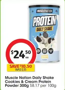 Coles Muscle Nation Daily Shake Cookies & Cream Protein Powder offer