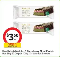 Coles Health Lab Matcha & Strawberry Plant Protein Bar offer