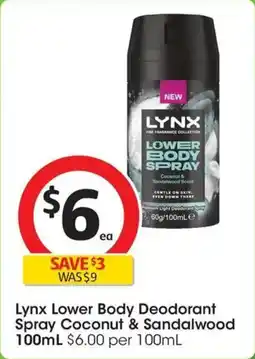 Coles Lynx Lower Body Deodorant Spray Coconut & Sandalwood offer