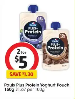 Coles Pauls Plus Protein Yoghurt Pouch offer