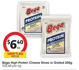 Coles Bega High Protein Cheese Slices or Grated offer