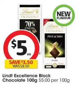 Coles Lindt Excellence Block Chocolate offer