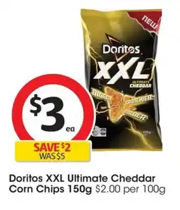 Coles Doritos XXL Ultimate Cheddar Corn Chips offer