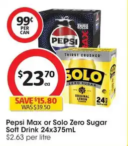 Coles Pepsi Max or Solo Zero Sugar Soft Drink offer