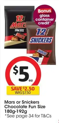 Coles Mars or Snickers Chocolate Fun Size offer