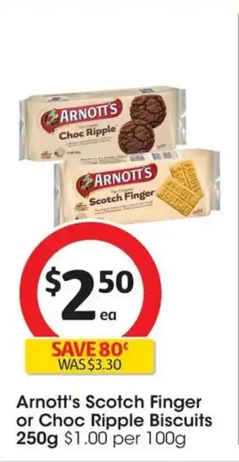 Coles Arnott's Scotch Finger or Choc Ripple Biscuits offer