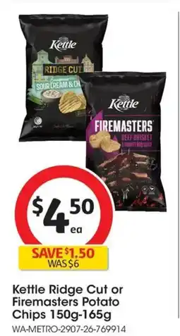 Coles Kettle Ridge Cut or Firemasters Potato Chips offer
