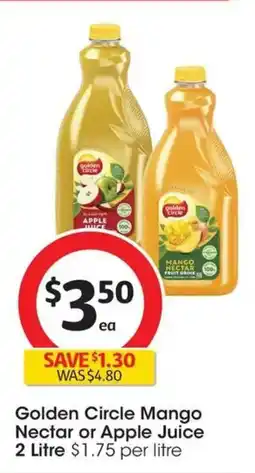 Coles Golden Circle Mango Nectar or Apple Juice offer