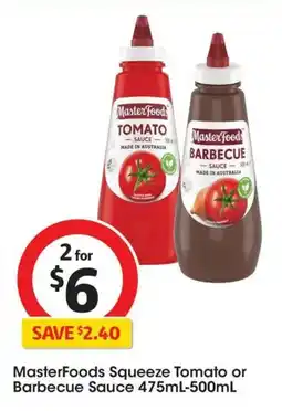 Coles MasterFoods Squeeze Tomato or Barbecue Sauce offer