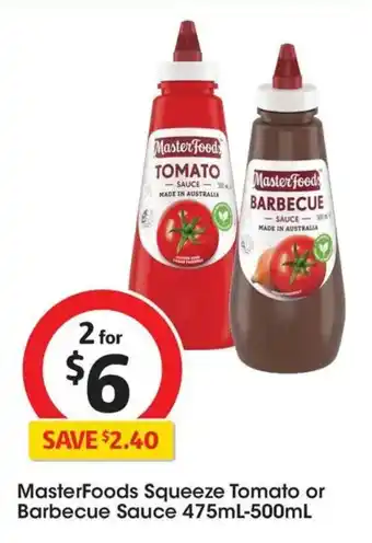 Coles MasterFoods Squeeze Tomato or Barbecue Sauce offer