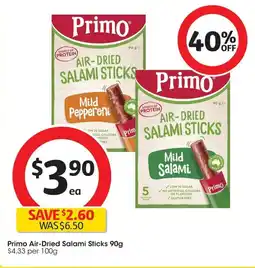 Coles Primo Air-Dried Salami Sticks offer