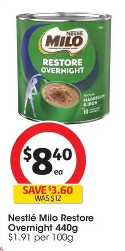 Coles Nestlé Milo Restore Overnight offer