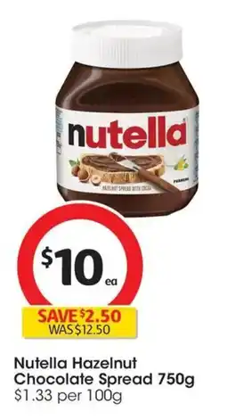 Coles Nutella Hazelnut Chocolate Spread offer