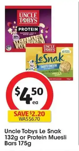 Coles Uncle Tobys Le Snak or Protein Muesli Bars offer