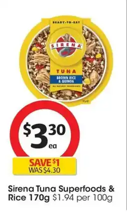 Coles Sirena Tuna Superfoods & Rice offer
