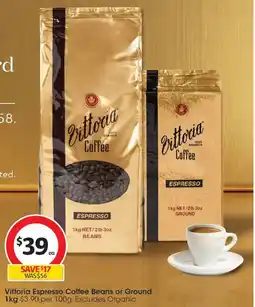 Coles Vittoria Espresso Coffee Beans or Ground offer
