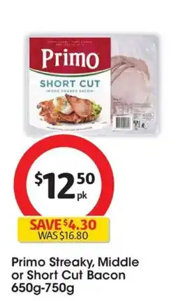 Coles Primo Streaky, Middle or Short Cut Bacon offer