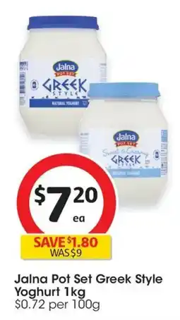 Coles Jalna Pot Set Greek Style Yoghurt offer