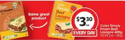 Coles Coles Simply Frozen Beef Lasagne offer