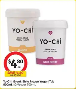 Coles Yo-Chi Greek Style Frozen Yogurt Tub offer