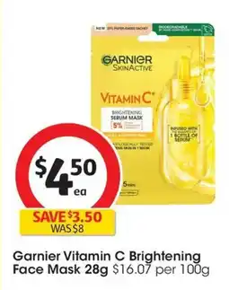 Coles Garnier Vitamin C Brightening Face Mask offer