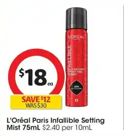 Coles L'Oréal Paris Infallible Setting Mist offer