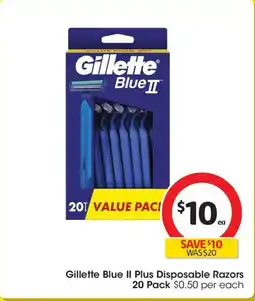 Coles Gillette Blue II Plus Disposable Razors offer
