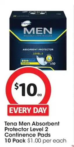 Coles Tena Men Absorbent Protector Level 2 Continence Pads offer