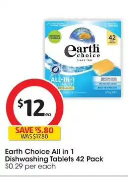 Coles Earth Choice All in 1 Dishwashing Tablets offer