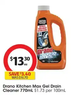 Coles Drano Kitchen Max Gel Drain Cleaner offer